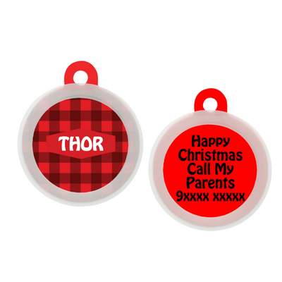 Checked Christmas Charm- Collar & Tag
