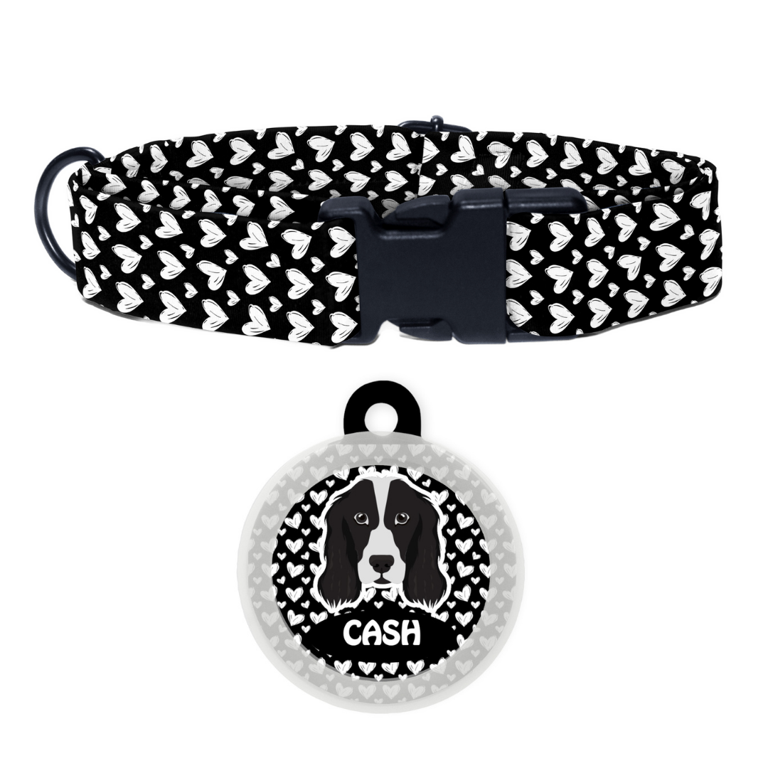 Cocker spaniel (B/W)  - Collar & Tag