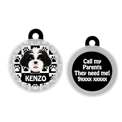 Shih Tzu (Black & White)   - Collar & Tag