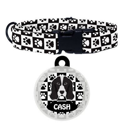 Cocker spaniel (B/W)  - Collar & Tag