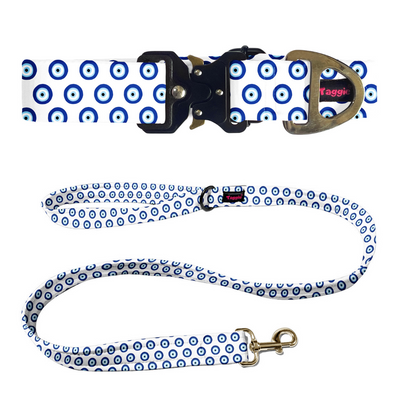 Evil Eye White Collar-Leash