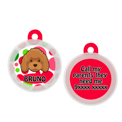 Poodle - Brown - Collar & Tag