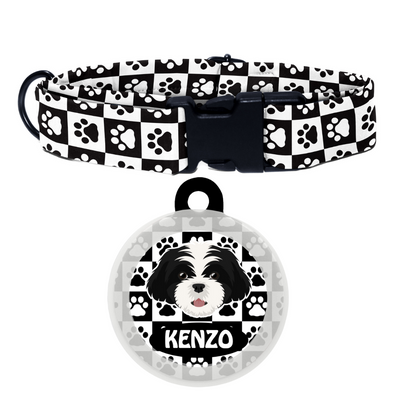 Shih Tzu (Black & White)   - Collar & Tag