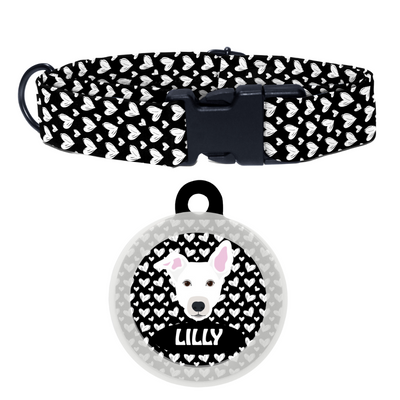 indie white (ears half) - Collar & Tag