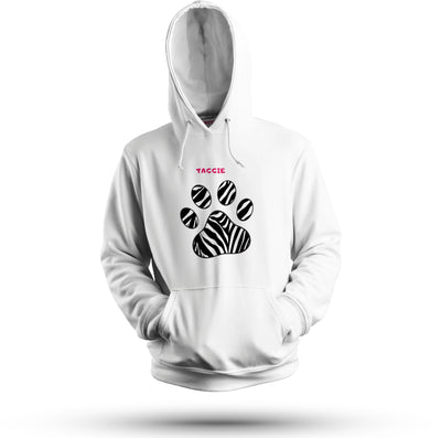 Paw White Animal Print Hoodie